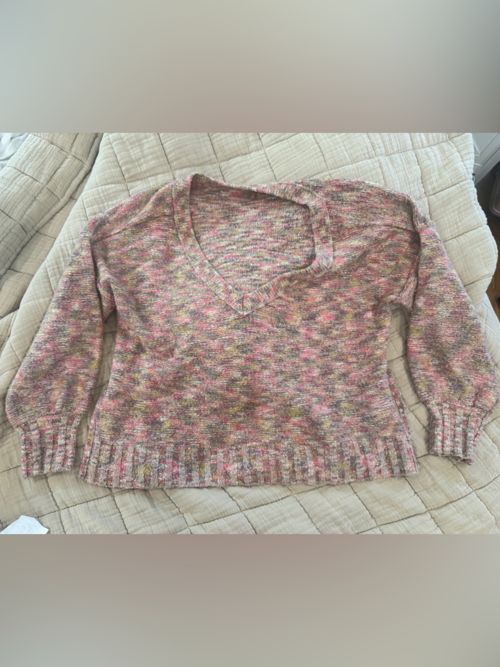 Anthropologie Speckled deep V-Neck Knit Sweater color “spacedye”